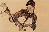 Egon Schiele Reclining Boy Leaning on His Elbow painting